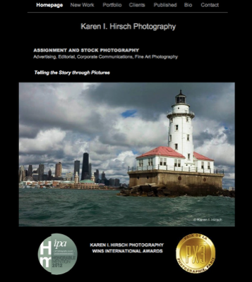 Photo screen shot of Karen I. Hirsch Photography commercial website